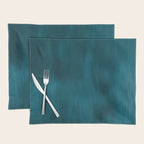 Tropical Dark Teal Inspired by Sherwin Williams 2020 Trending Color Oceanside SW6496 Fusion Water Color Blend Placemat Gallery Image 1