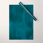 Tropical Dark Teal Inspired by Sherwin Williams 2020 Trending Color Oceanside SW6496 Fusion Water Color Blend Wrapping Paper Gallery Image 1