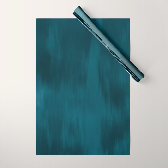 Tropical Dark Teal Inspired by Sherwin Williams 2020 Trending Color Oceanside SW6496 Fusion Water Color Blend Wrapping Paper Gallery Image 1