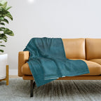 Tropical Dark Teal Inspired by Sherwin Williams 2020 Trending Color Oceanside SW6496 Fusion Water Color Blend Throw Blanket Gallery Image 1