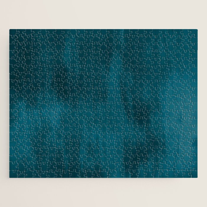 Tropical Dark Teal Inspired by Sherwin Williams 2020 Trending Color Oceanside SW6496 Fusion Water Color Blend Jigsaw Puzzle Gallery Image 1