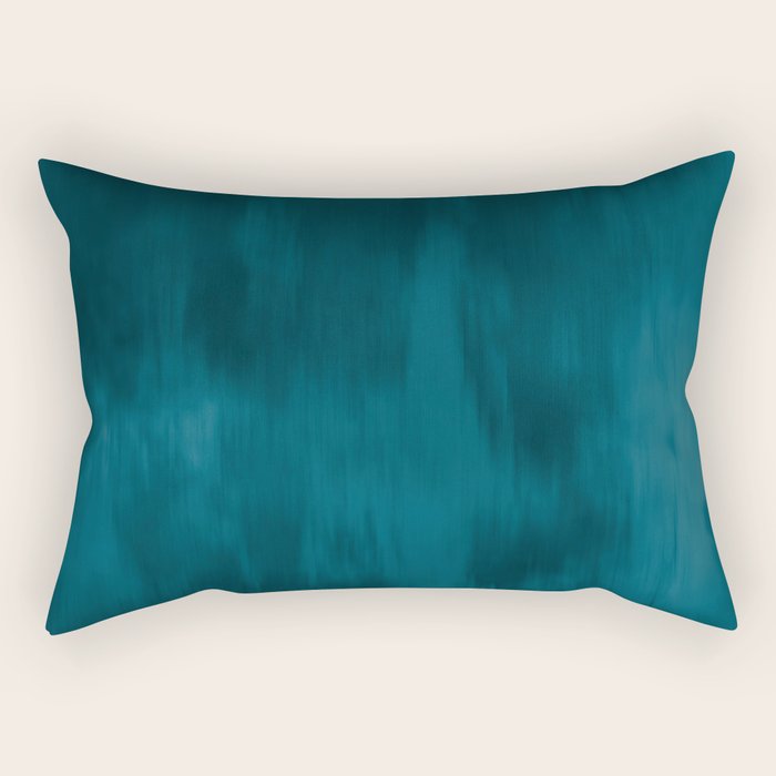 Tropical Dark Teal Inspired by Sherwin Williams 2020 Trending Color Oceanside SW6496 Fusion Water Color Blend Rectangular Pillow