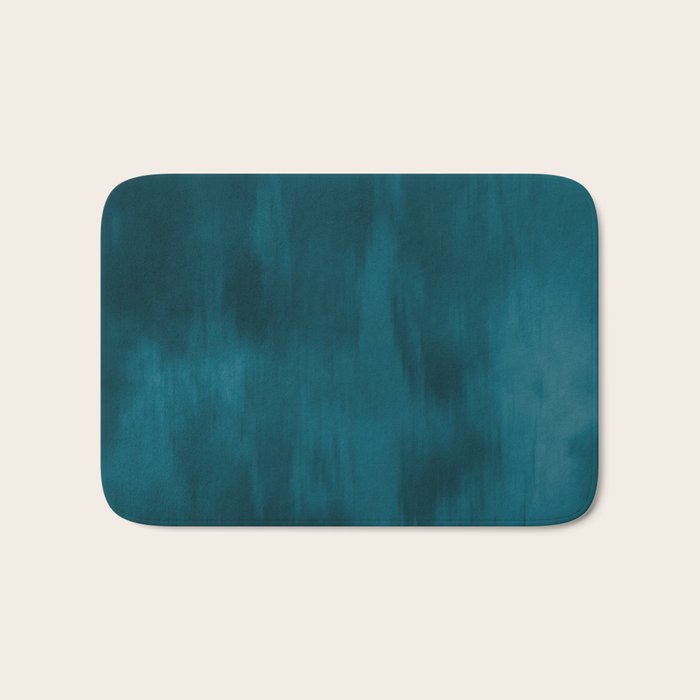 Tropical Dark Teal Inspired by Sherwin Williams 2020 Trending Color Oceanside SW6496 Fusion Water Color Blend Bath Mat Gallery Image 1