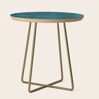 Tropical Dark Teal Inspired by Sherwin Williams 2020 Trending Color Oceanside SW6496 Fusion Water Color Blend Side Table Gallery Image 1