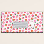 Strawberry Toss on Checks - Pink and Green Desk Mat Gallery Image 1