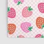 Strawberry Toss on Checks - Pink and Green Poster Gallery Image 3