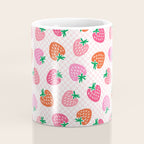 Strawberry Toss on Checks - Pink and Green Coffee Mug Gallery Image 4