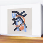 Midcentury Modern Minimalist Funky Cool Tribal Pattern Paynes Grey Pastel Blue Tan Shapes by Ejaaz Haniff Wall Mural Gallery Image 2