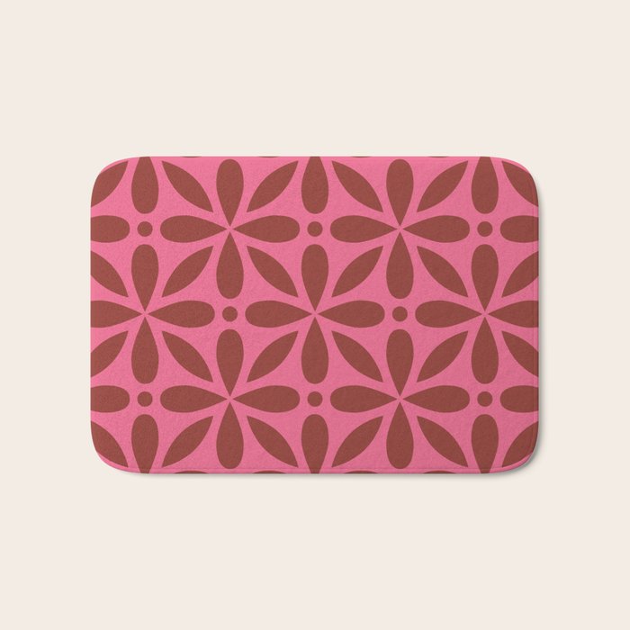 Retro Floral Geometric Pattern Bath Mat Gallery Image 1
