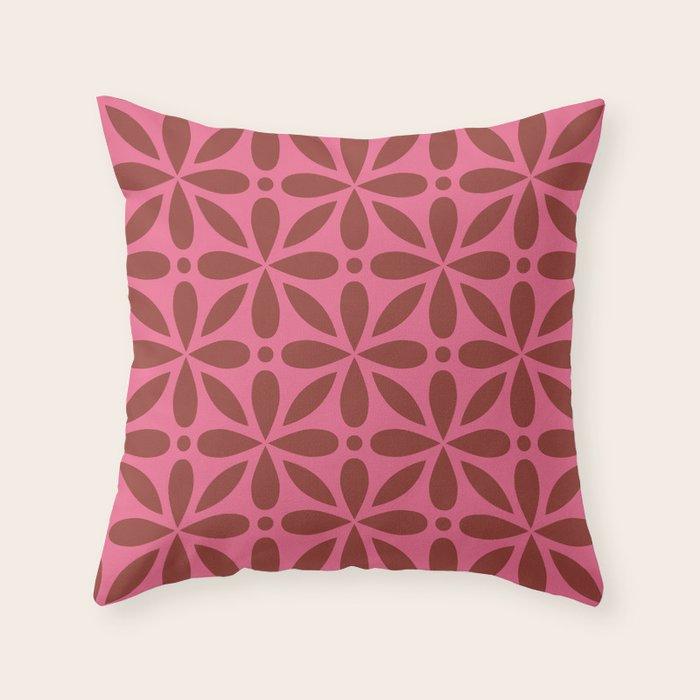 Retro Floral Geometric Pattern Throw Pillow Gallery Image 6