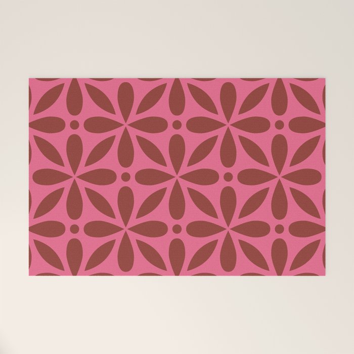 Retro Floral Geometric Pattern Welcome Mat Gallery Image 1