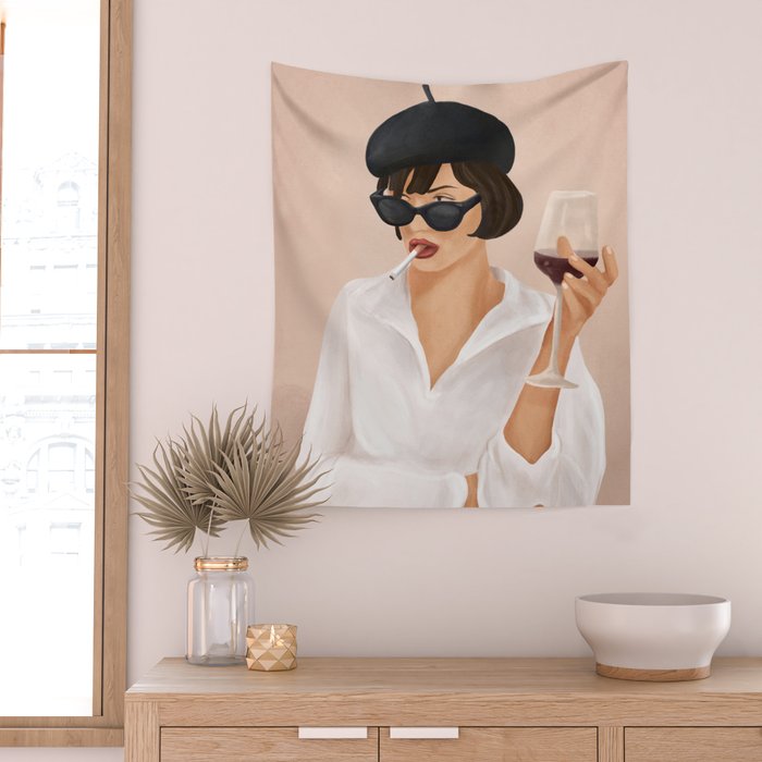 Glass of wine Wall Tapestry Gallery Image 2