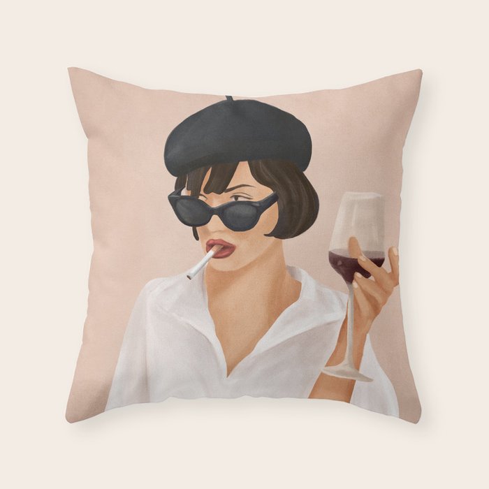 Glass of wine Throw Pillow Gallery Image 6