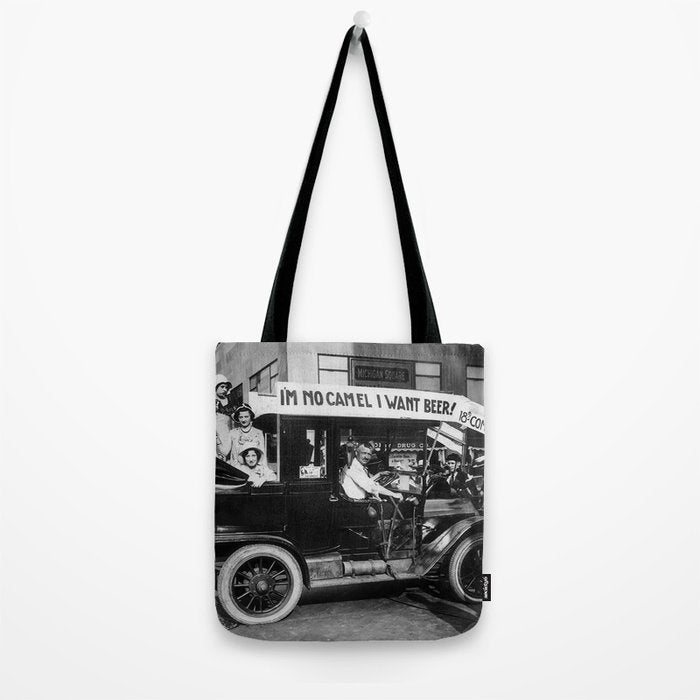 Prohibition, Beer Car, Vintage Black and White Old Photo Tote Bag Gallery Image 2
