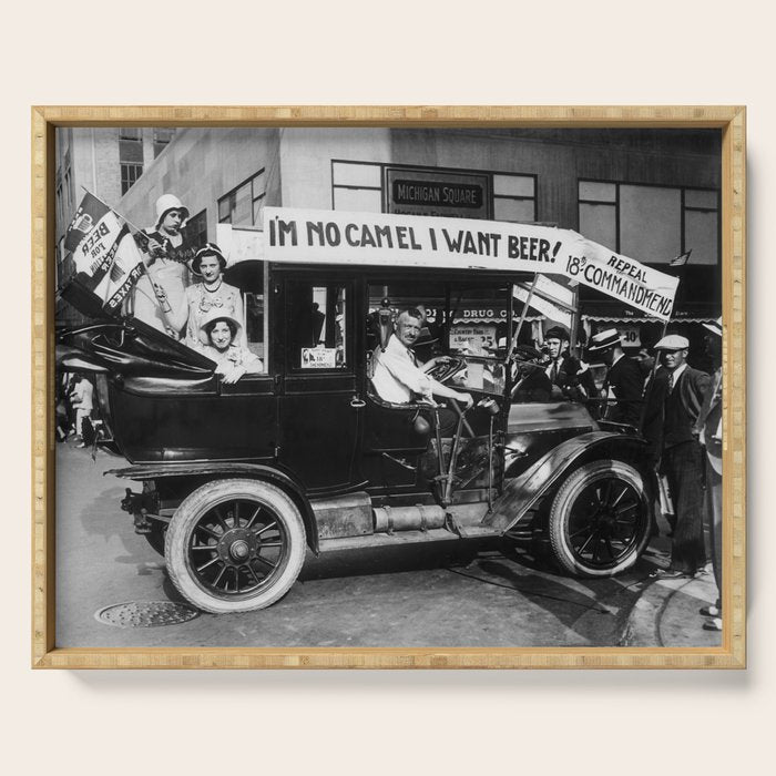 Prohibition, Beer Car, Vintage Black and White Old Photo Serving Tray Gallery Image 1