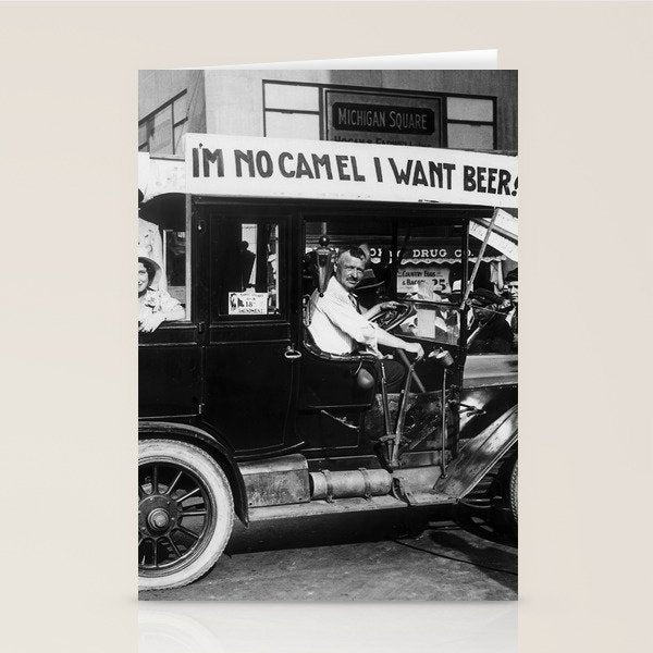 Prohibition, Beer Car, Vintage Black and White Old Photo Stationery Card Gallery Image 2