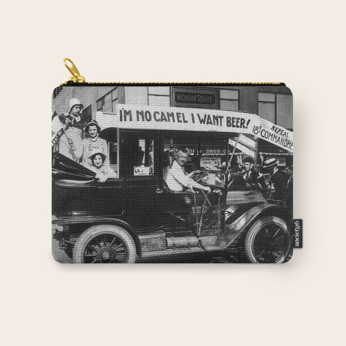 Prohibition, Beer Car, Vintage Black and White Old Photo Carry All Pouch Gallery Image 1