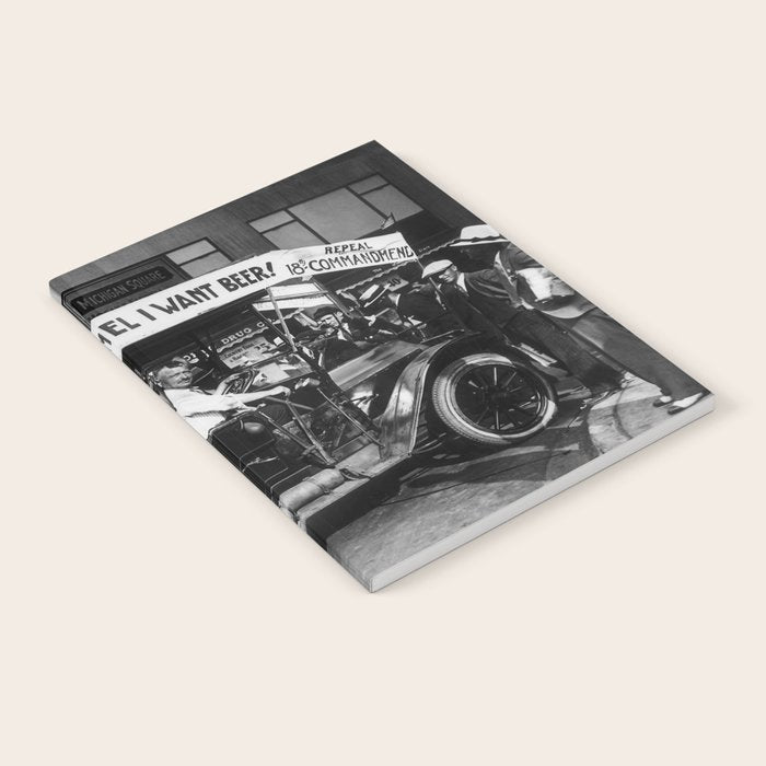 Prohibition, Beer Car, Vintage Black and White Old Photo Notebook Gallery Image 1