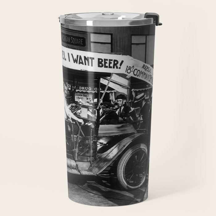 Prohibition, Beer Car, Vintage Black and White Old Photo Travel Mug Gallery Image 2