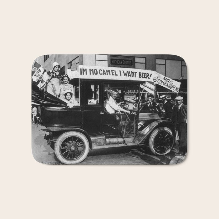 Prohibition, Beer Car, Vintage Black and White Old Photo Bath Mat Gallery Image 1