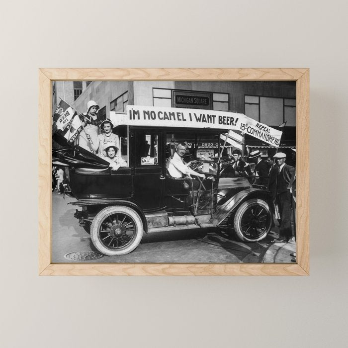Prohibition, Beer Car, Vintage Black and White Old Photo Mini Art Print Gallery Image 1