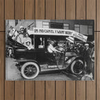Prohibition, Beer Car, Vintage Black and White Old Photo Outdoor Rug Gallery Image 1