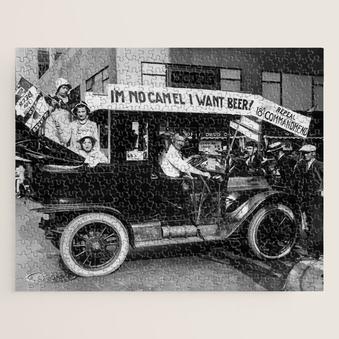 Prohibition, Beer Car, Vintage Black and White Old Photo Jigsaw Puzzle Gallery Image 1