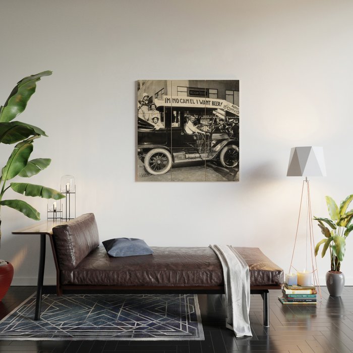 Prohibition, Beer Car, Vintage Black and White Old Photo Wood Wall Art Gallery Image 2