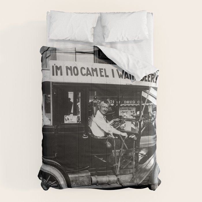 Prohibition, Beer Car, Vintage Black and White Old Photo Comforter Gallery Image 6