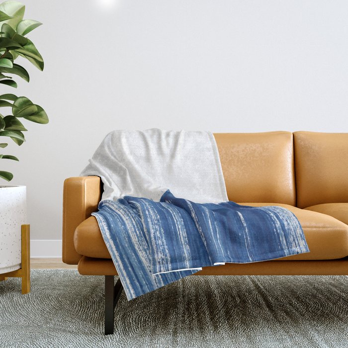 Indigo Abstract Brush Strokes | No. 5 Throw Blanket Gallery Image 1