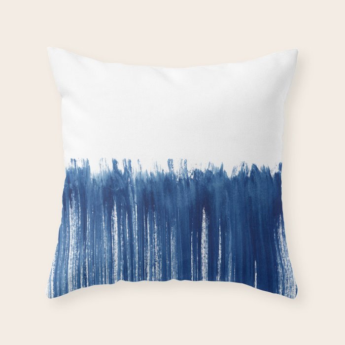 Indigo Abstract Brush Strokes | No. 5 Throw Pillow Gallery Image 6
