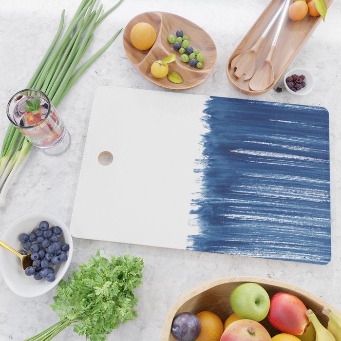 Indigo Abstract Brush Strokes | No. 5 Cutting Board Gallery Image 2