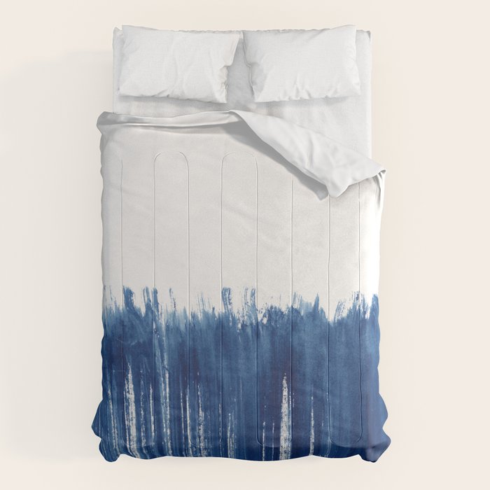 Indigo Abstract Brush Strokes | No. 5 Comforter Gallery Image 1