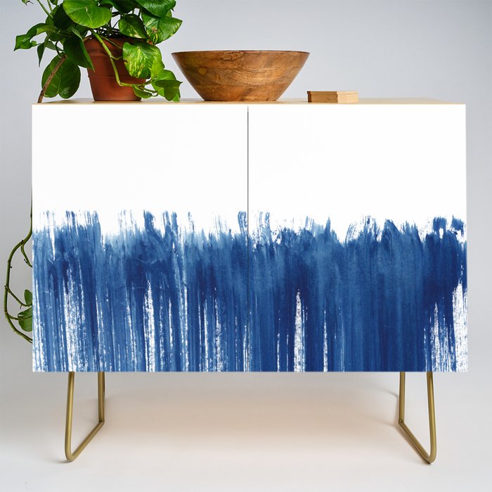 Indigo Abstract Brush Strokes | No. 5 Credenza Gallery Image 1