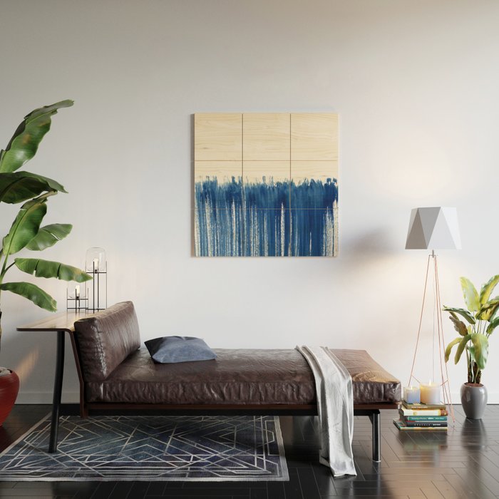 Indigo Abstract Brush Strokes | No. 5 Wood Wall Art Gallery Image 2