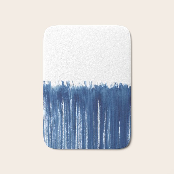 Indigo Abstract Brush Strokes | No. 5 Bath Mat Gallery Image 1