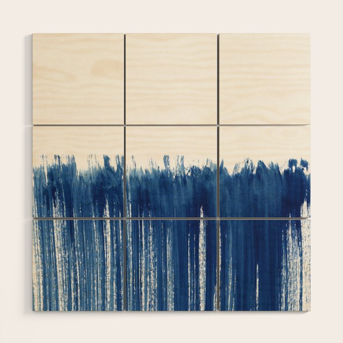 Indigo Abstract Brush Strokes | No. 5 Wood Wall Art Gallery Image 1