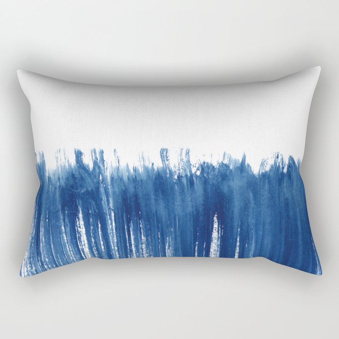Indigo Abstract Brush Strokes | No. 5 Rectangular Pillow Gallery Image 1