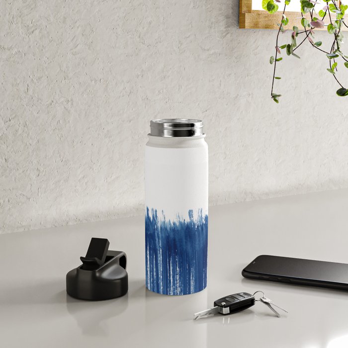 Indigo Abstract Brush Strokes | No. 5 Water Bottle Gallery Image 4