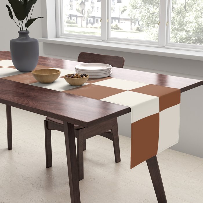 Checkered (Brown Cream) Table Runner Gallery Image 2