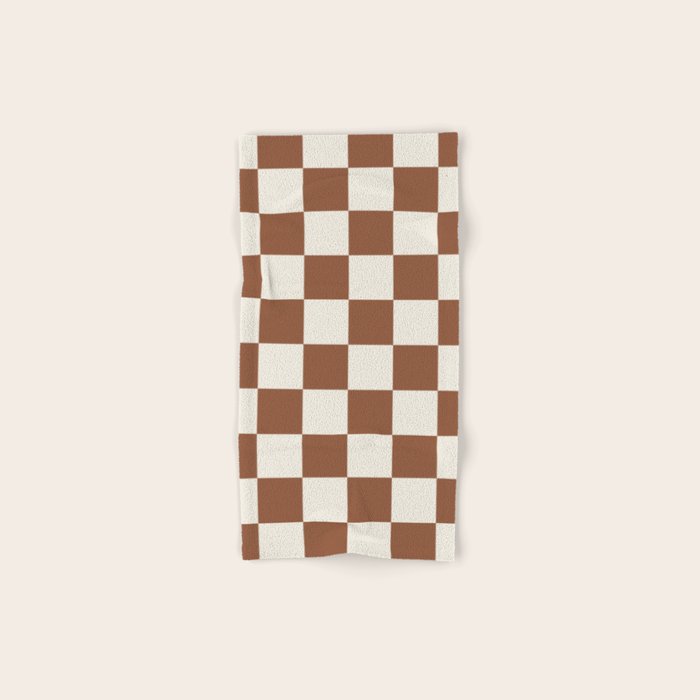 Checkered (Brown Cream) Bath Towel Gallery Image 1