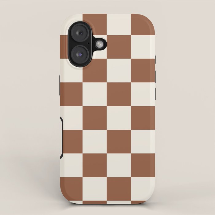 Checkered (Brown Cream) iPhone Case Gallery Image 1