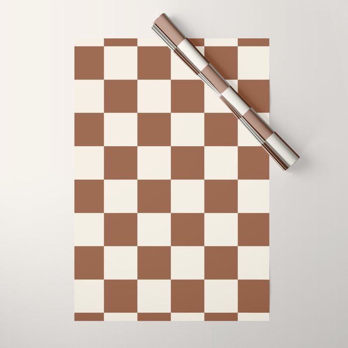 Checkered (Brown Cream) Wrapping Paper Gallery Image 1