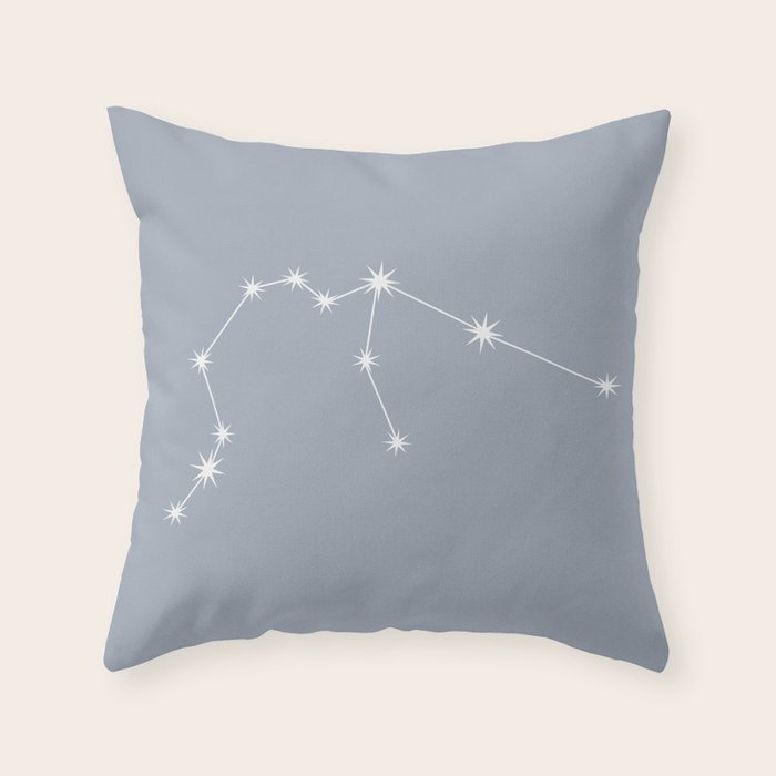 Aquarius Zodiac Star Constellation Line Art Blue Grey Throw Pillow Gallery Image 6