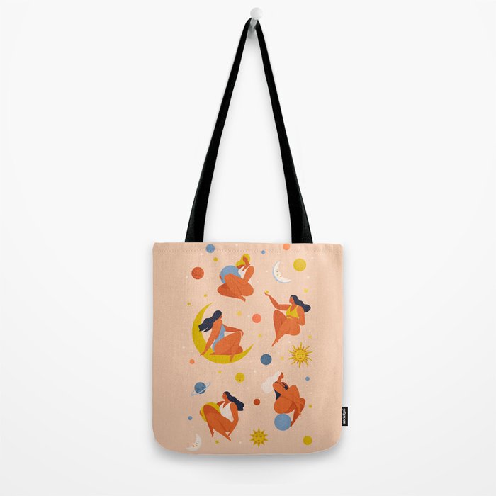 Collection of women holding planet with dream universe. Tote Bag Gallery Image 2