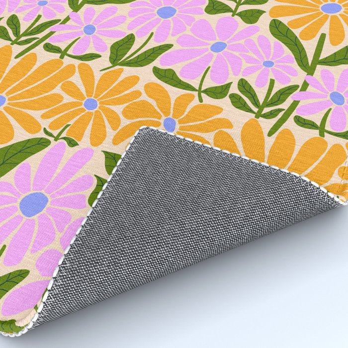 Retro Groovy Daisies - Orange, Pink, Very-Peri and Green  Rug Gallery Image 4