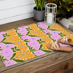 Retro Groovy Daisies - Orange, Pink, Very-Peri and Green  Outdoor Rug Gallery Image 2