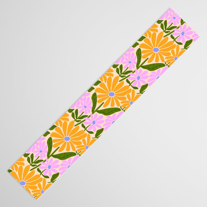 Retro Groovy Daisies - Orange, Pink, Very-Peri and Green  Table Runner Gallery Image 3