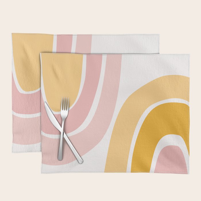Abstract Shapes 37 in Mustard Yellow and Pale Pink Placemat Gallery Image 1