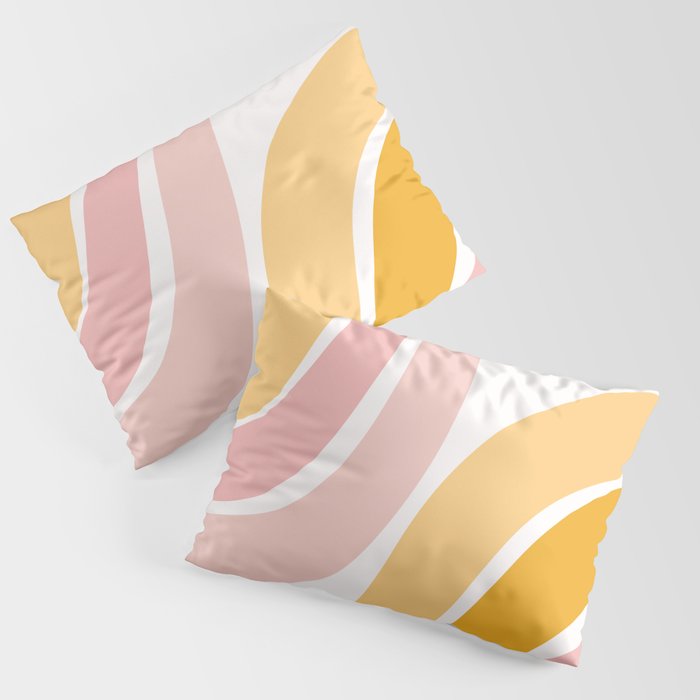 Abstract Shapes 37 in Mustard Yellow and Pale Pink Pillow Sham Gallery Image 1